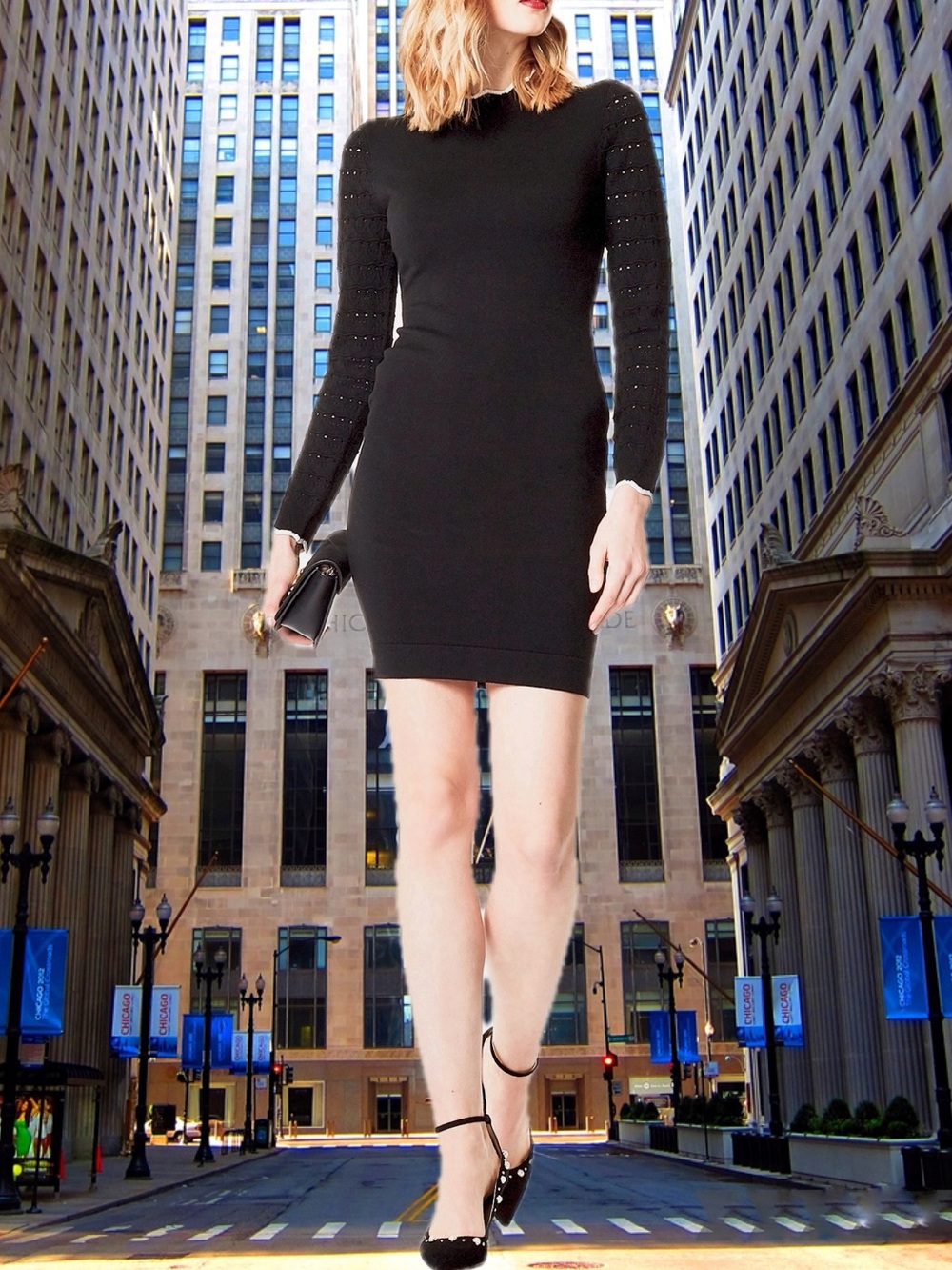 Karen Millen Little Black Knit Pencil Dress NWT